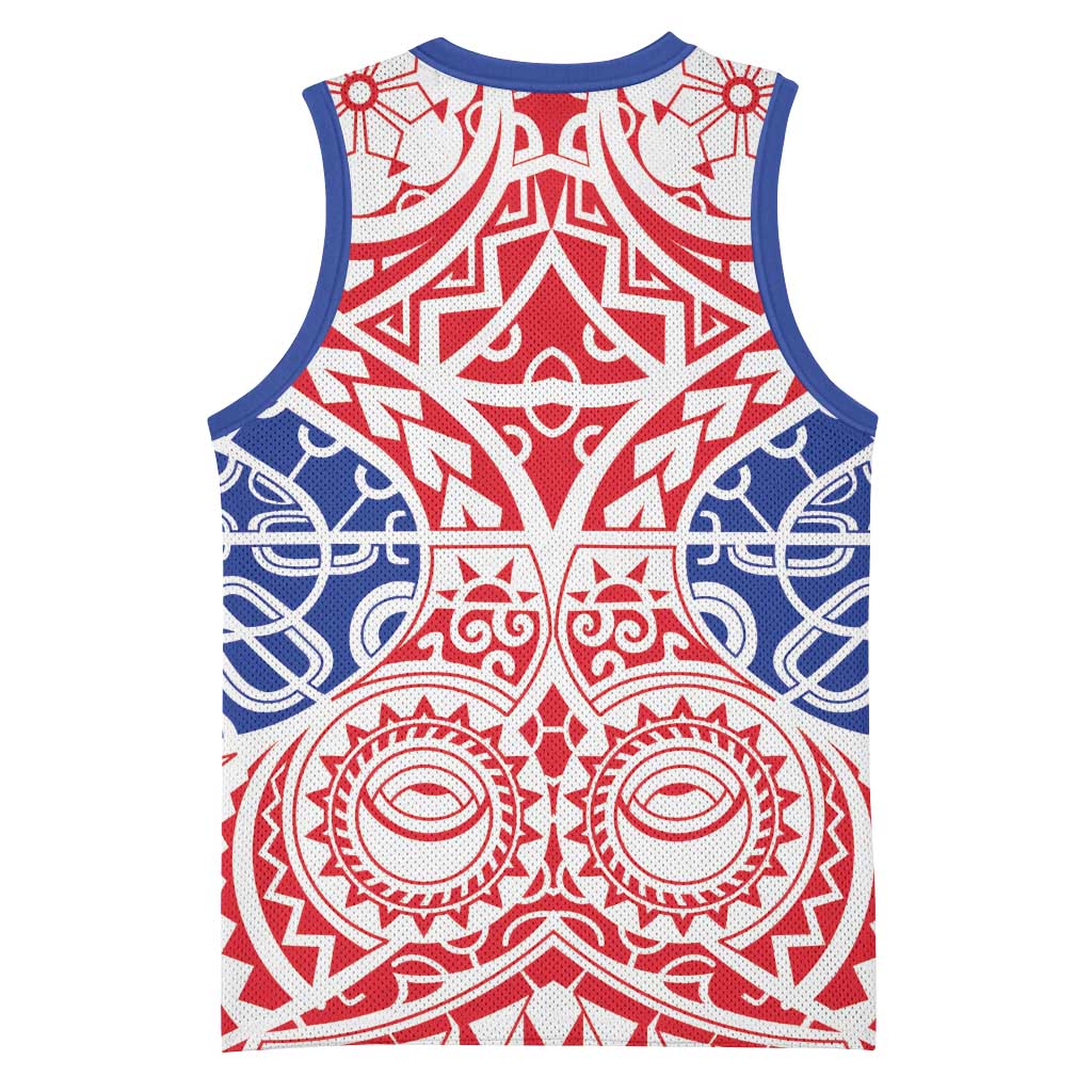 Austral Islands Basketball Jersey Tuhaa Pae Penu Stars Necklace Red - Polynesian Pride