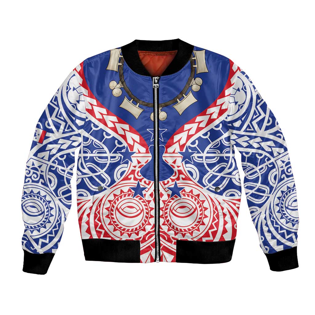 Austral Islands Bomber Jacket Tuhaa Pae Penu Stars Necklace Red - Polynesian Pride