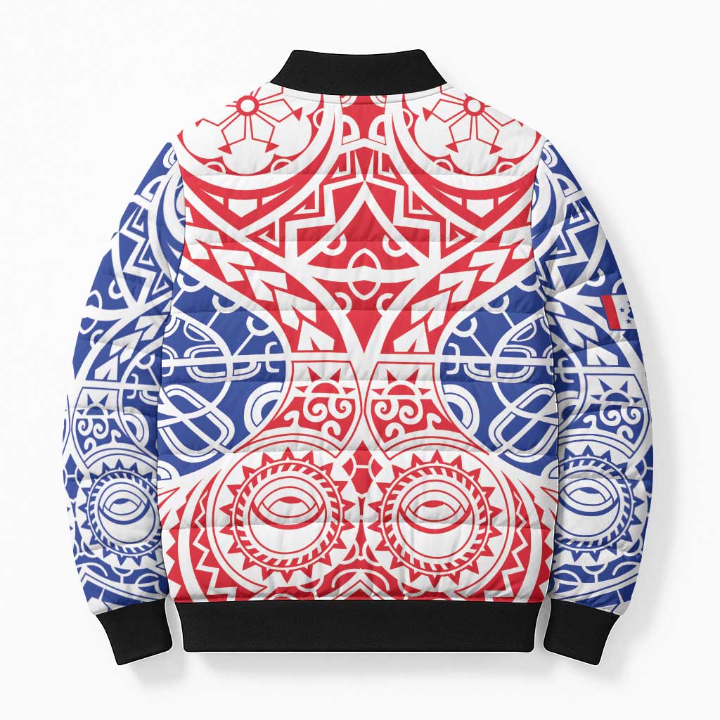 Austral Islands Bomber Puffer Jacket Tuhaa Pae Penu Stars Necklace Red - Polynesian Pride