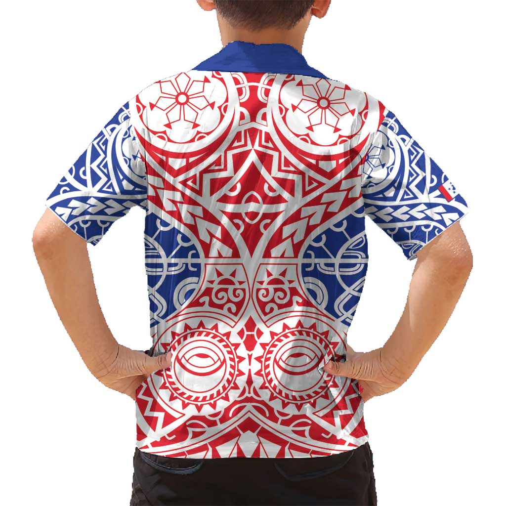 Austral Islands Family Matching Long Sleeve Bodycon Dress and Hawaiian Shirt Tuhaa Pae Penu Stars Necklace Red - Polynesian Pride