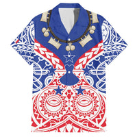 Austral Islands Family Matching Off The Shoulder Long Sleeve Dress and Hawaiian Shirt Tuhaa Pae Penu Stars Necklace Red - Polynesian Pride