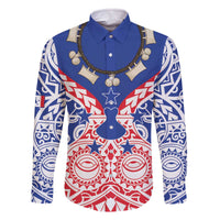 Austral Islands Family Matching Off The Shoulder Long Sleeve Dress and Hawaiian Shirt Tuhaa Pae Penu Stars Necklace Red - Polynesian Pride