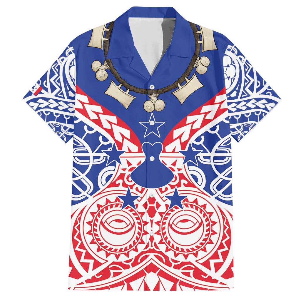 Austral Islands Family Matching Off Shoulder Short Dress and Hawaiian Shirt Tuhaa Pae Penu Stars Necklace Red - Polynesian Pride