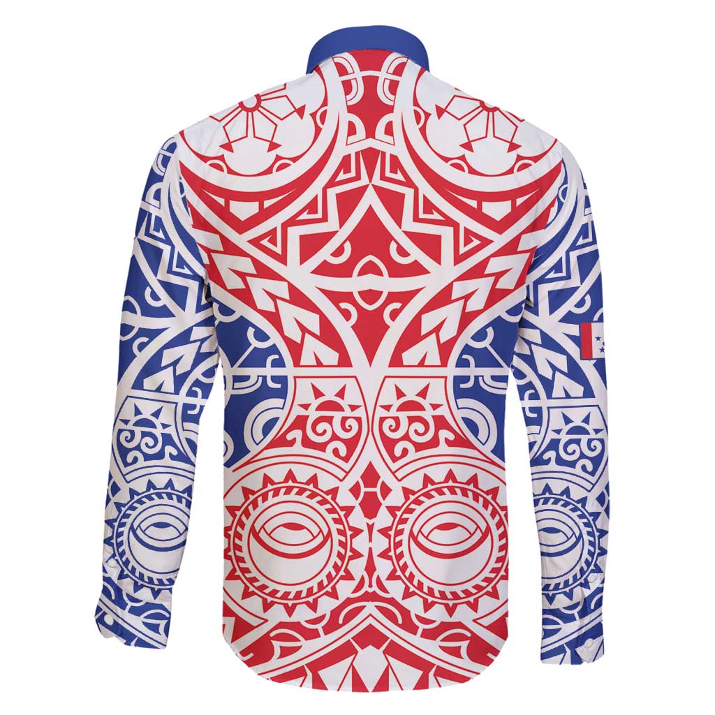 Austral Islands Family Matching Off Shoulder Short Dress and Hawaiian Shirt Tuhaa Pae Penu Stars Necklace Red - Polynesian Pride