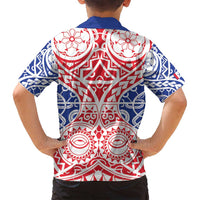 Austral Islands Family Matching Puletasi and Hawaiian Shirt Tuhaa Pae Penu Stars Necklace Red - Polynesian Pride