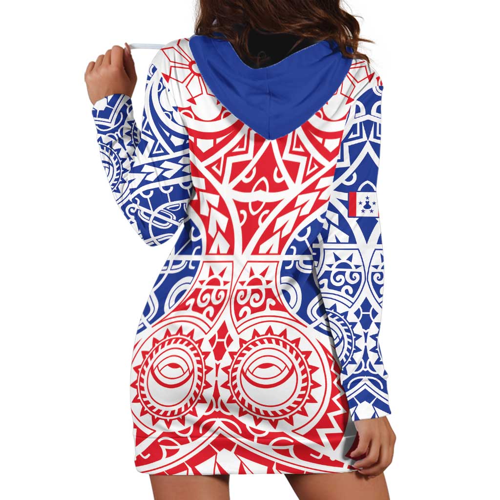 Austral Islands Hoodie Dress Tuhaa Pae Penu Stars Necklace Red - Polynesian Pride