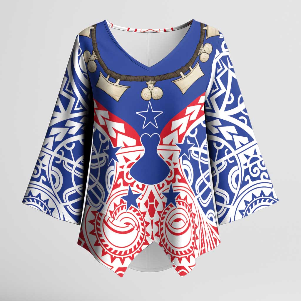 Austral Islands Kimono Sleeve Blouse Tuhaa Pae Penu Stars Necklace Red - Polynesian Pride
