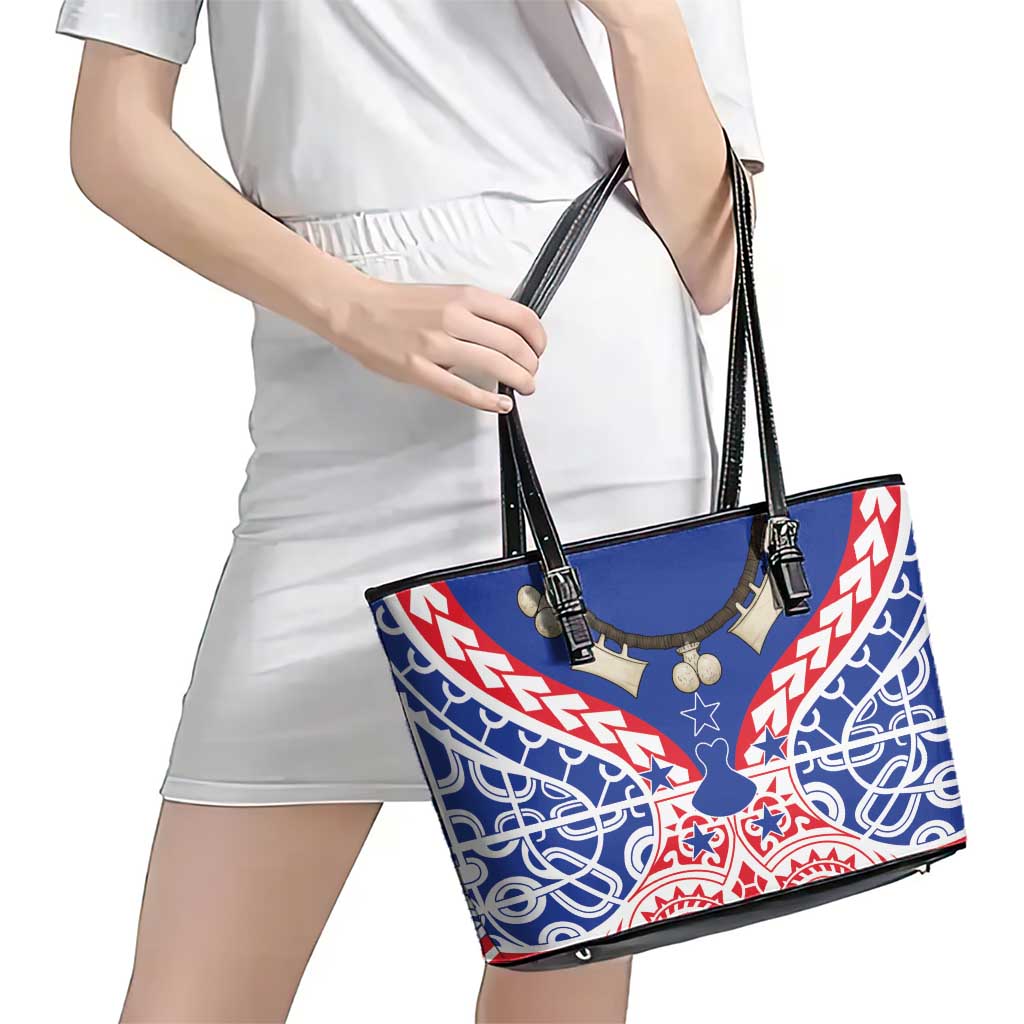 Austral Islands Leather Tote Bag Tuhaa Pae Penu Stars Necklace Red - Polynesian Pride