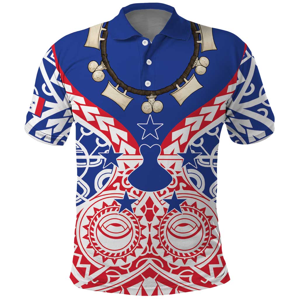 Austral Islands Polo Shirt Tuhaa Pae Penu Stars Necklace Red - Polynesian Pride