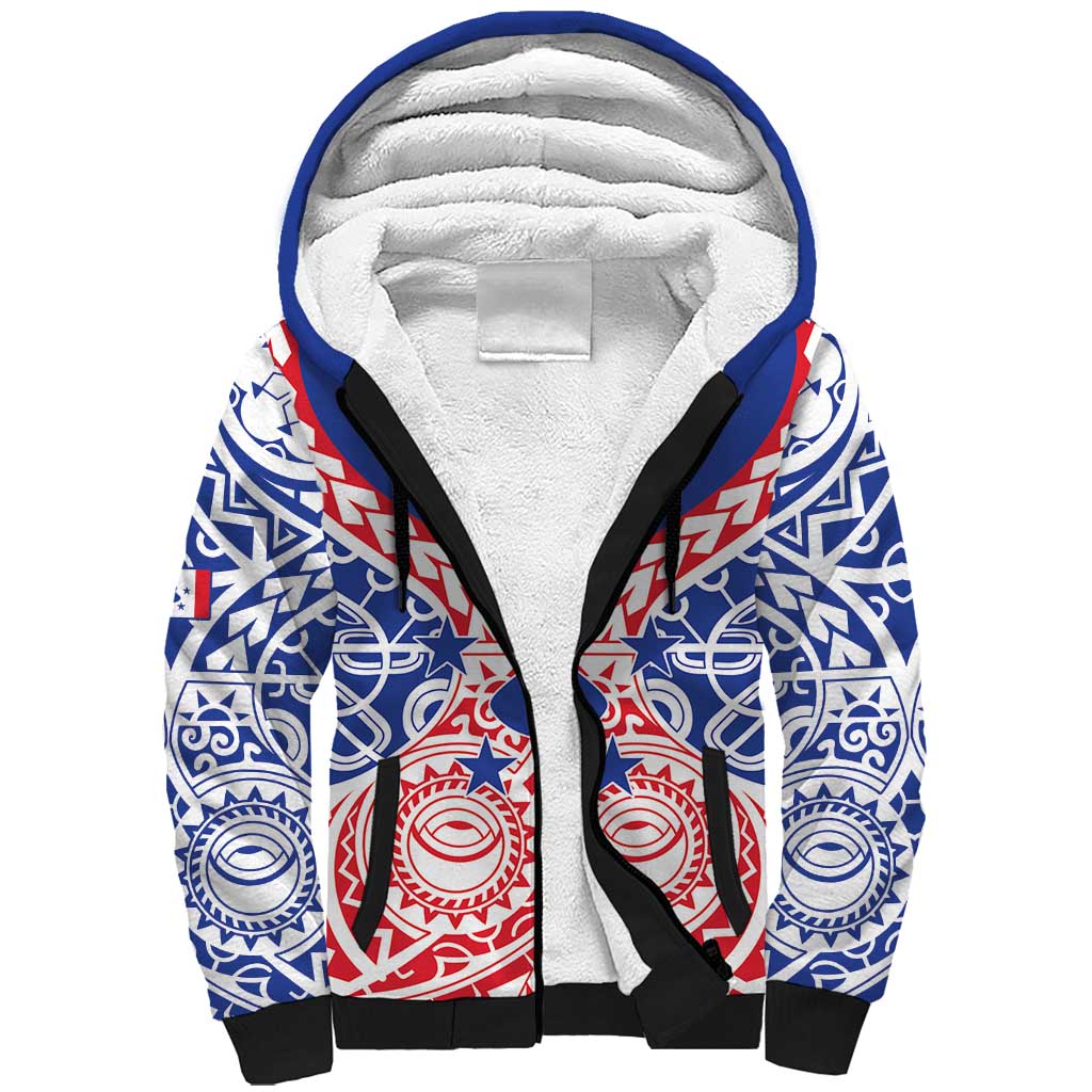 Austral Islands Sherpa Hoodie Tuhaa Pae Penu Stars Necklace Red - Polynesian Pride