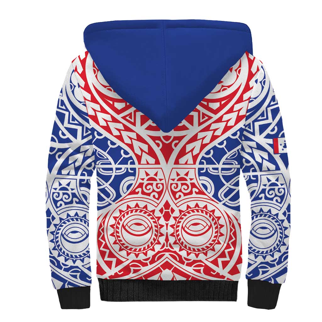 Austral Islands Sherpa Hoodie Tuhaa Pae Penu Stars Necklace Red - Polynesian Pride