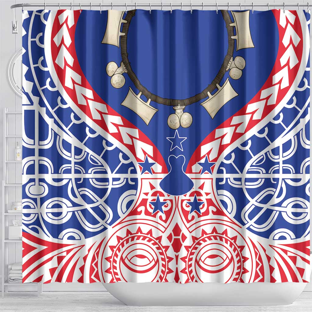 Austral Islands Shower Curtain Tuhaa Pae Penu Stars Necklace Red - Polynesian Pride