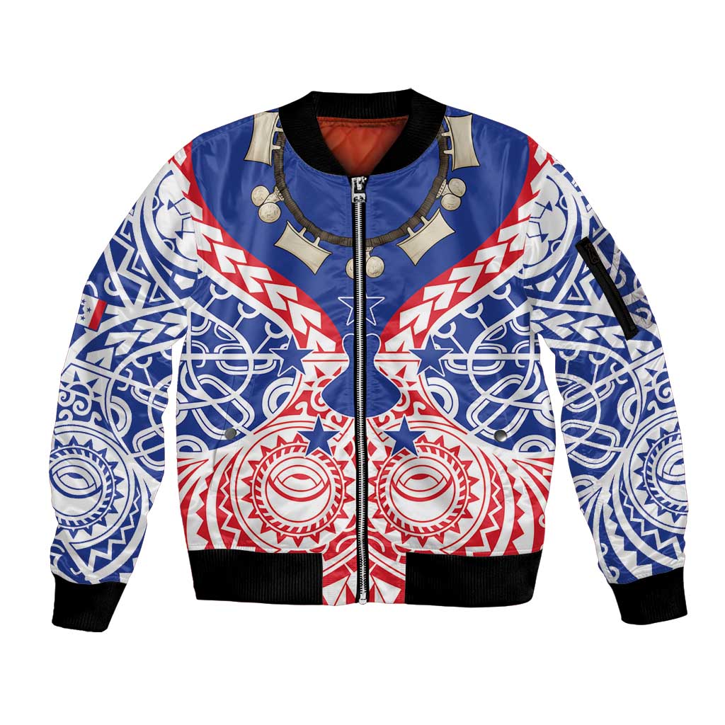 Austral Islands Sleeve Zip Bomber Jacket Tuhaa Pae Penu Stars Necklace Red - Polynesian Pride