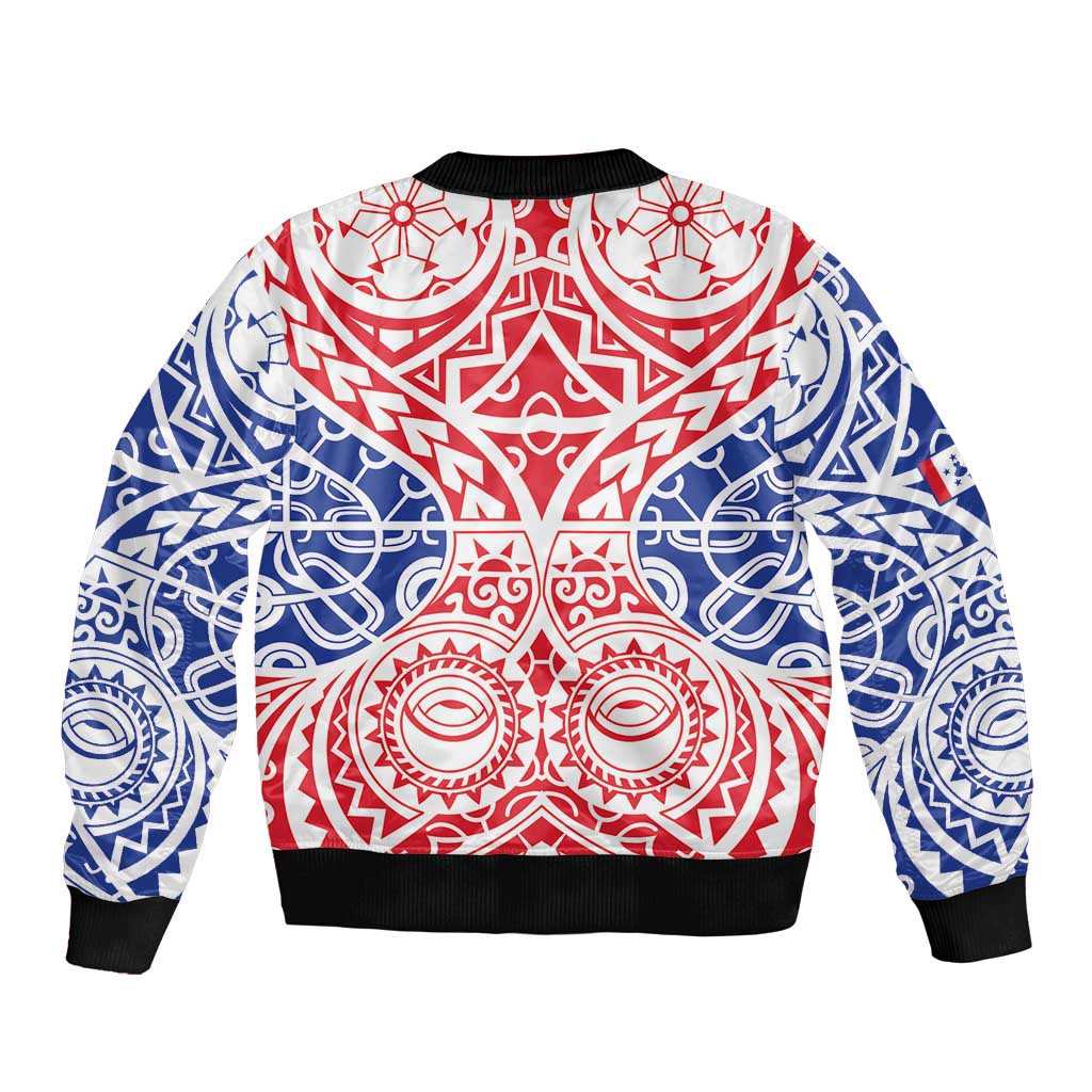Austral Islands Sleeve Zip Bomber Jacket Tuhaa Pae Penu Stars Necklace Red - Polynesian Pride