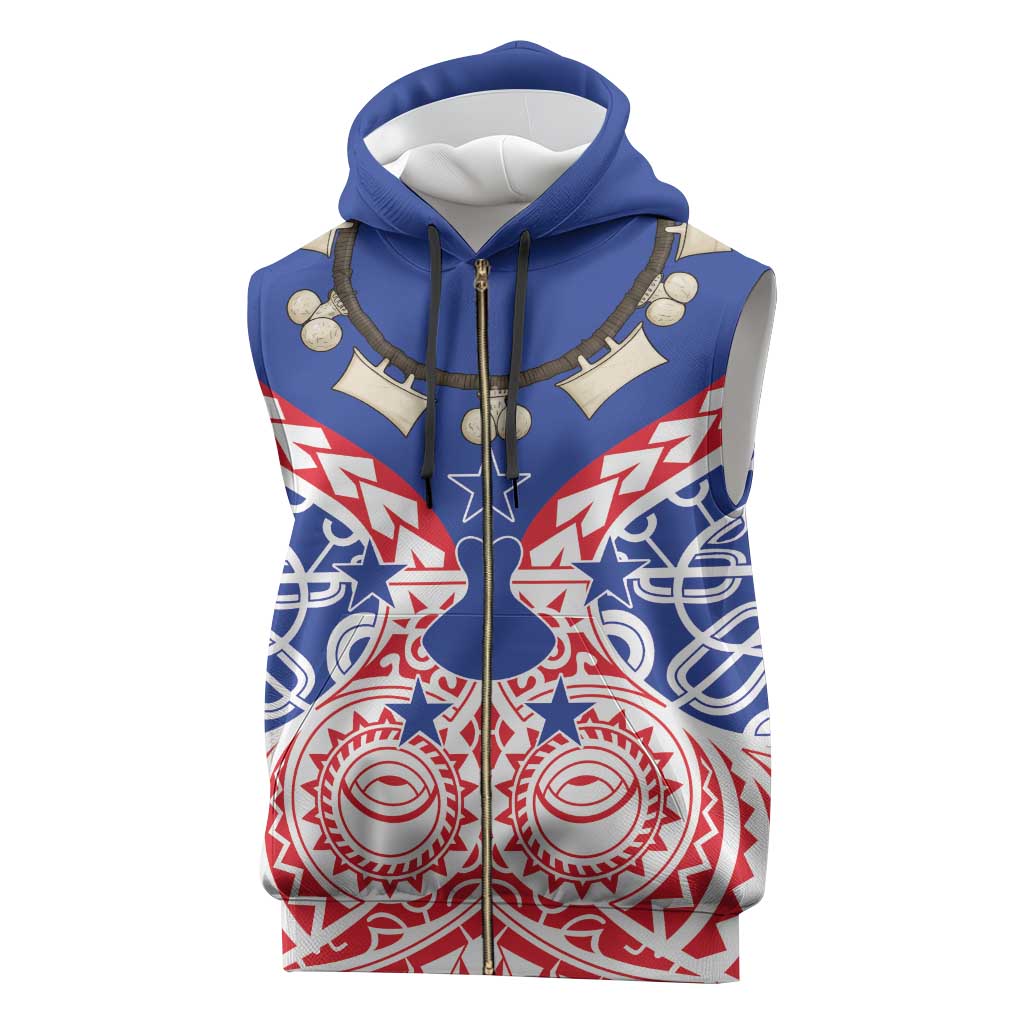 Austral Islands Sleeveless Zip Hoodie Tuhaa Pae Penu Stars Necklace Red - Polynesian Pride