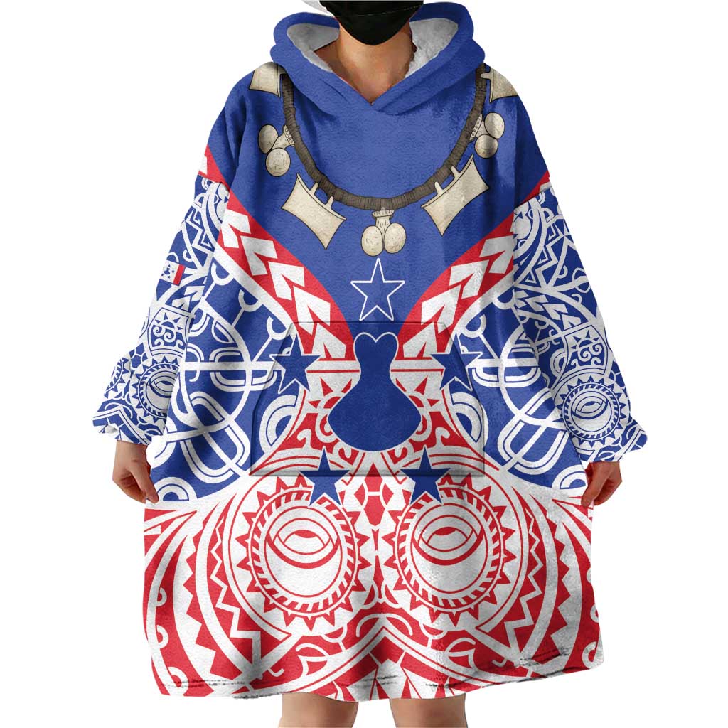Austral Islands Wearable Blanket Hoodie Tuhaa Pae Penu Stars Necklace Red - Polynesian Pride