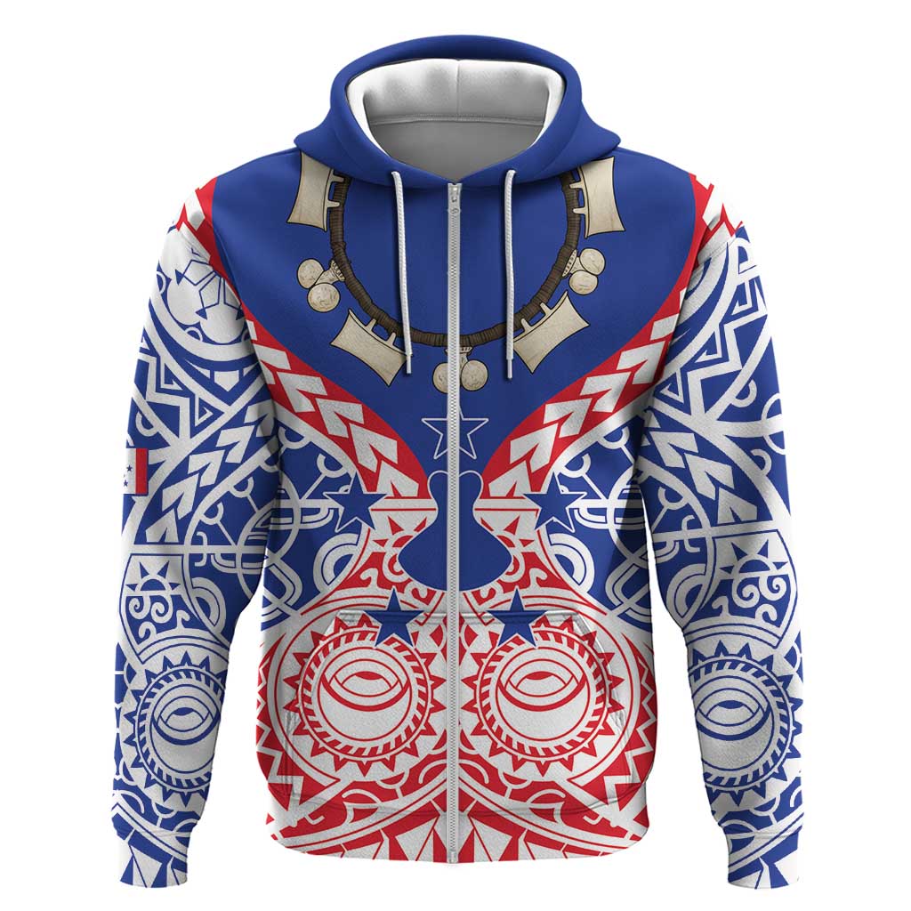 Austral Islands Zip Hoodie Tuhaa Pae Penu Stars Necklace Red - Polynesian Pride