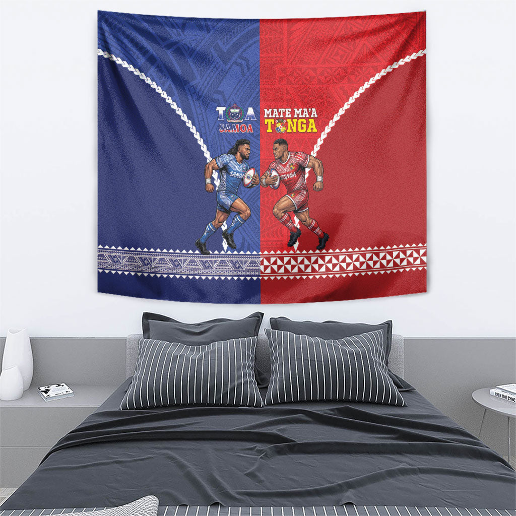 Toa Samoa Mate Ma'a Tonga Rugby Together Tapestry LT14 - Polynesian Pride