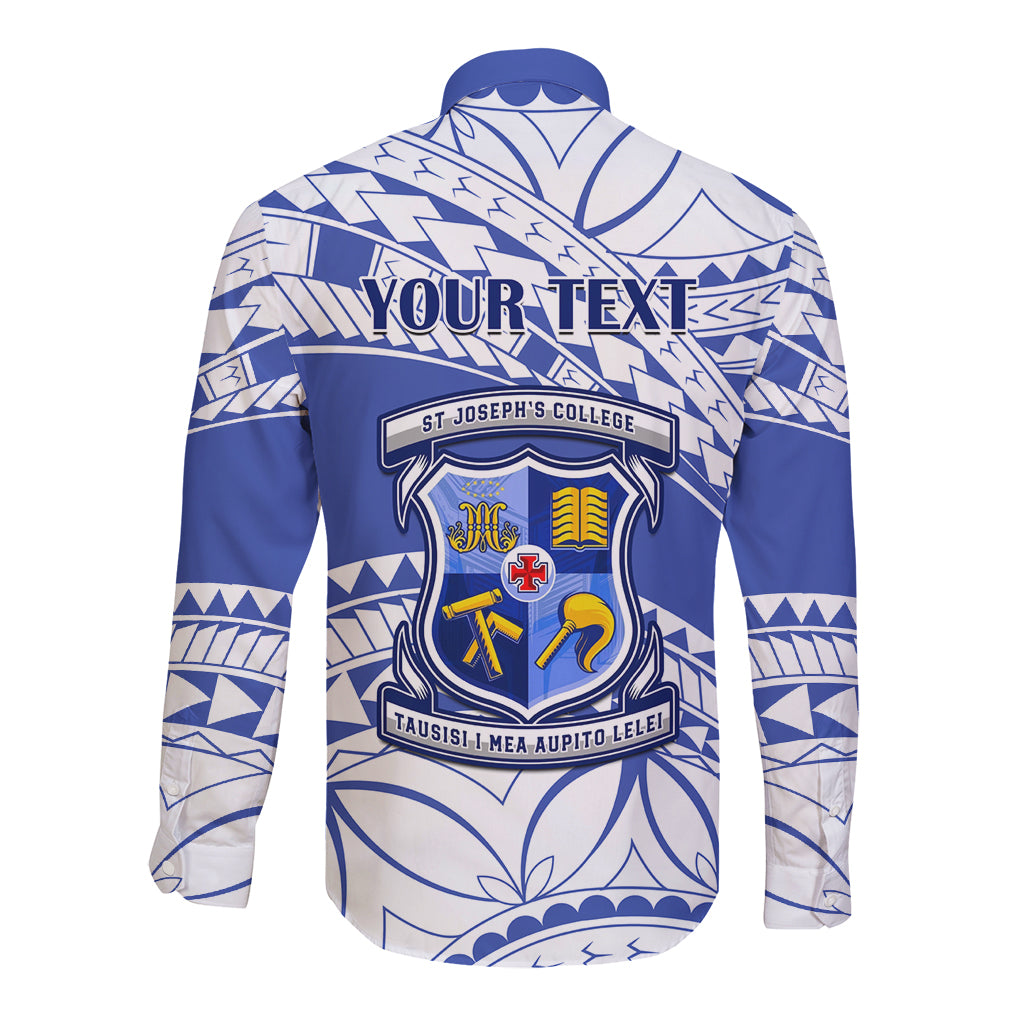 Personalised Samoa St Josephs College Long Sleeve Button Shirt Marist Brothers Samoan Pattern LT14 - Polynesian Pride