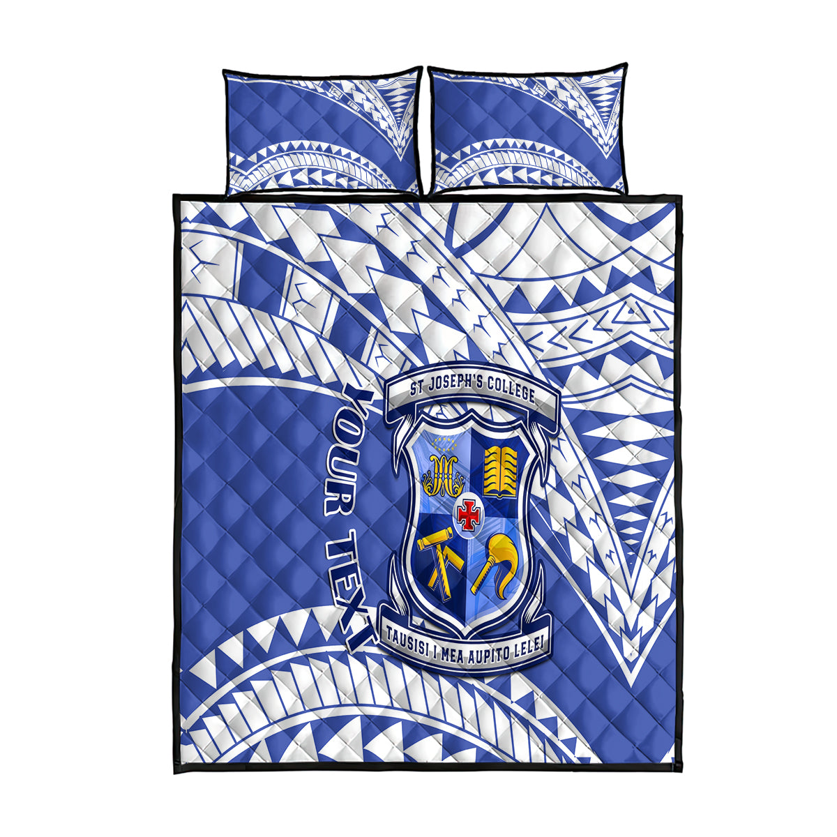 Personalised Samoa St Josephs College Quilt Bed Set Marist Brothers Samoan Pattern LT14 Blue - Polynesian Pride