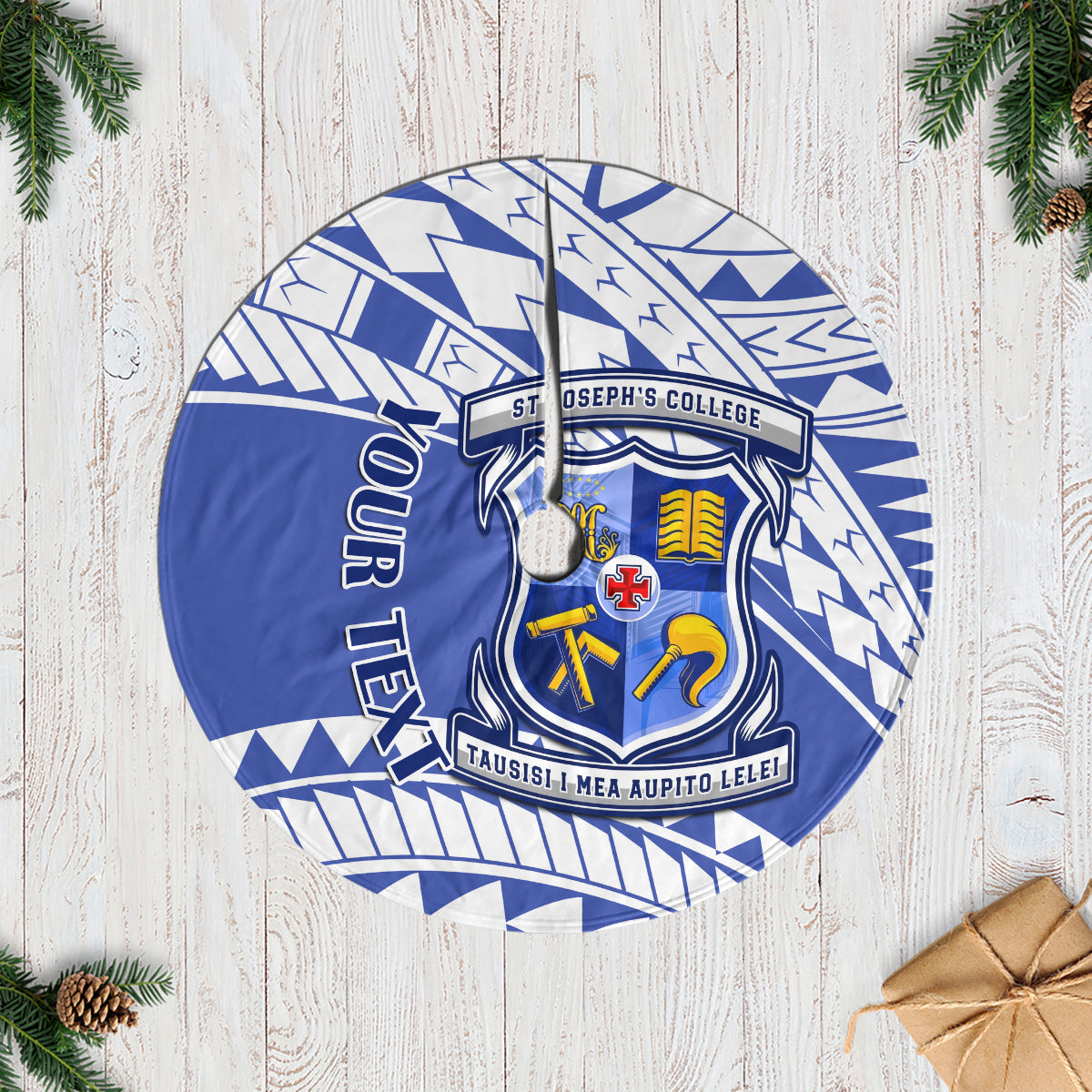 Personalised Samoa St Joseph's College Tree Skirt Marist Brothers Samoan Pattern LT14 Casual Tree Skirts Blue - Polynesian Pride