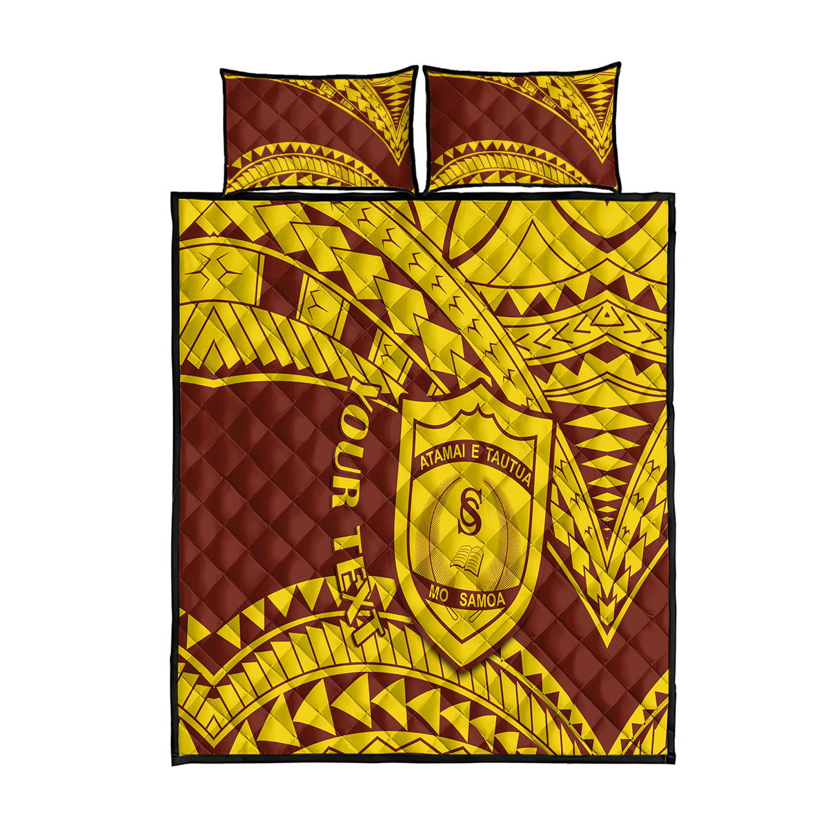 Personalised Samoa College Quilt Bed Set Samoan Pattern LT14 Gold - Polynesian Pride
