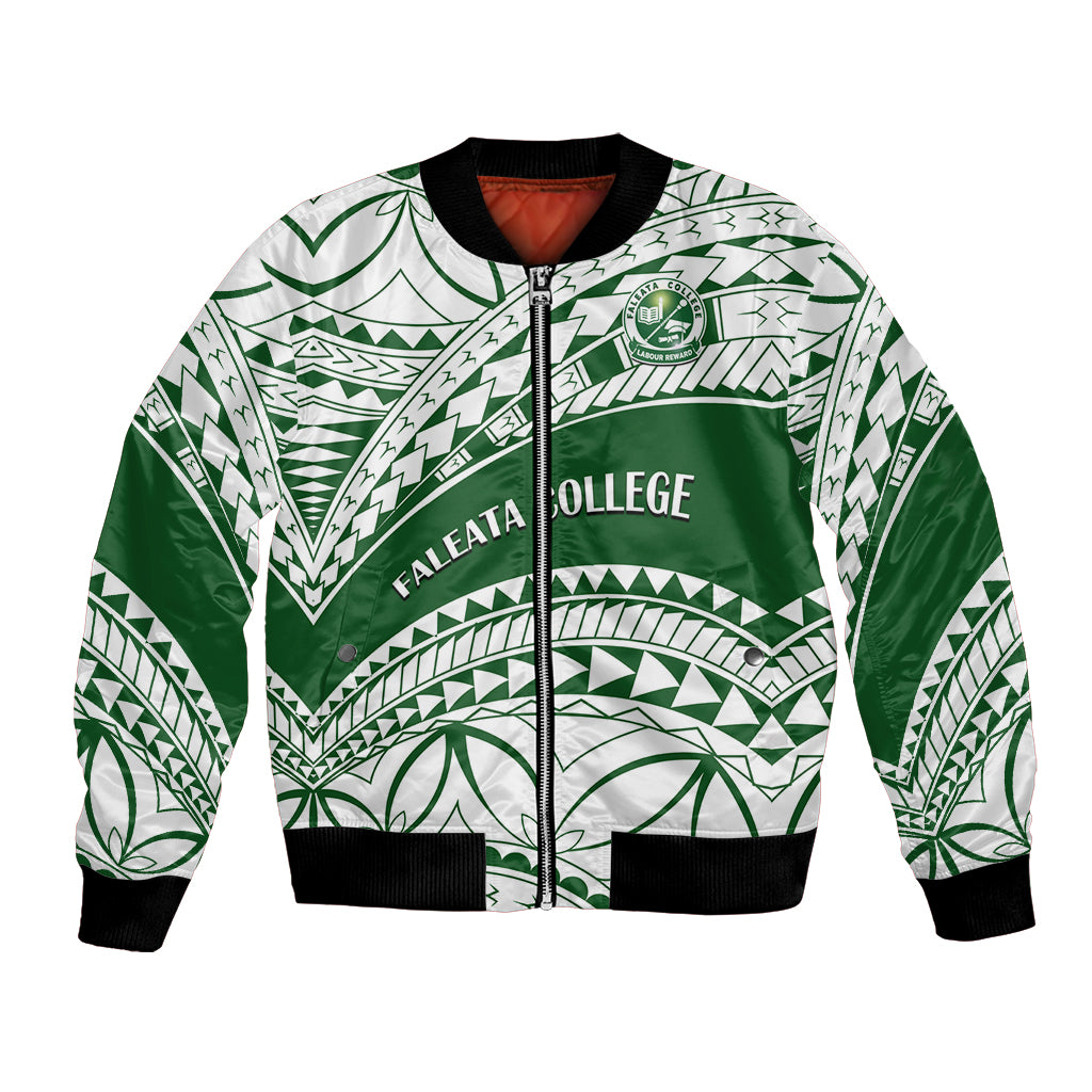 Personalised Samoa Faleata College Bomber Jacket Samoan Pattern LT14 Unisex Green - Polynesian Pride