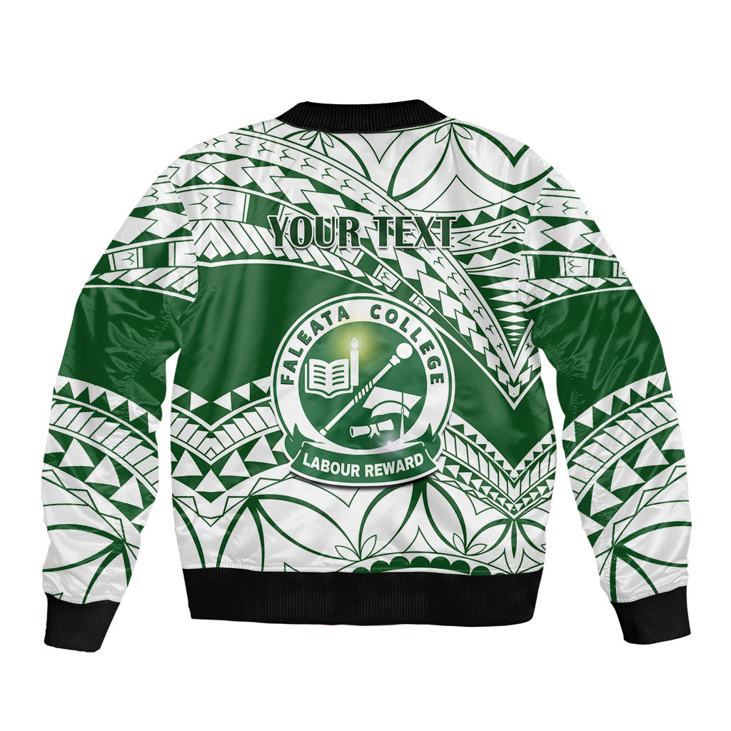 Personalised Samoa Faleata College Sleeve Zip Bomber Jacket Samoan Pattern LT14 - Polynesian Pride