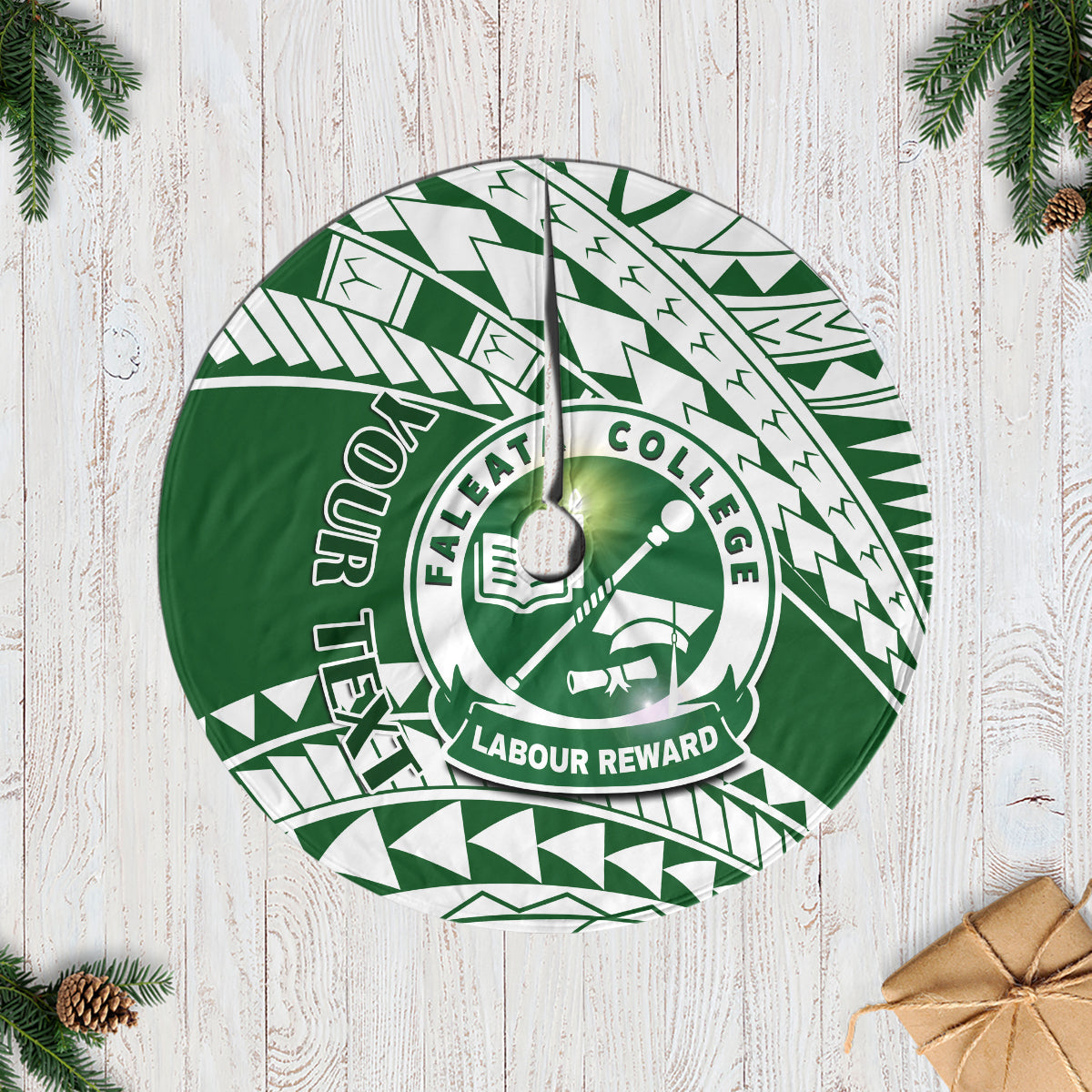 Personalised Samoa Faleata College Tree Skirt Samoan Pattern LT14 Casual Tree Skirts Green - Polynesian Pride
