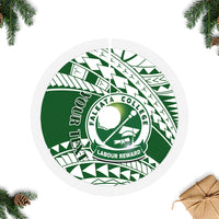 Personalised Samoa Faleata College Tree Skirt Samoan Pattern LT14 Fringed Tree Skirts Green - Polynesian Pride