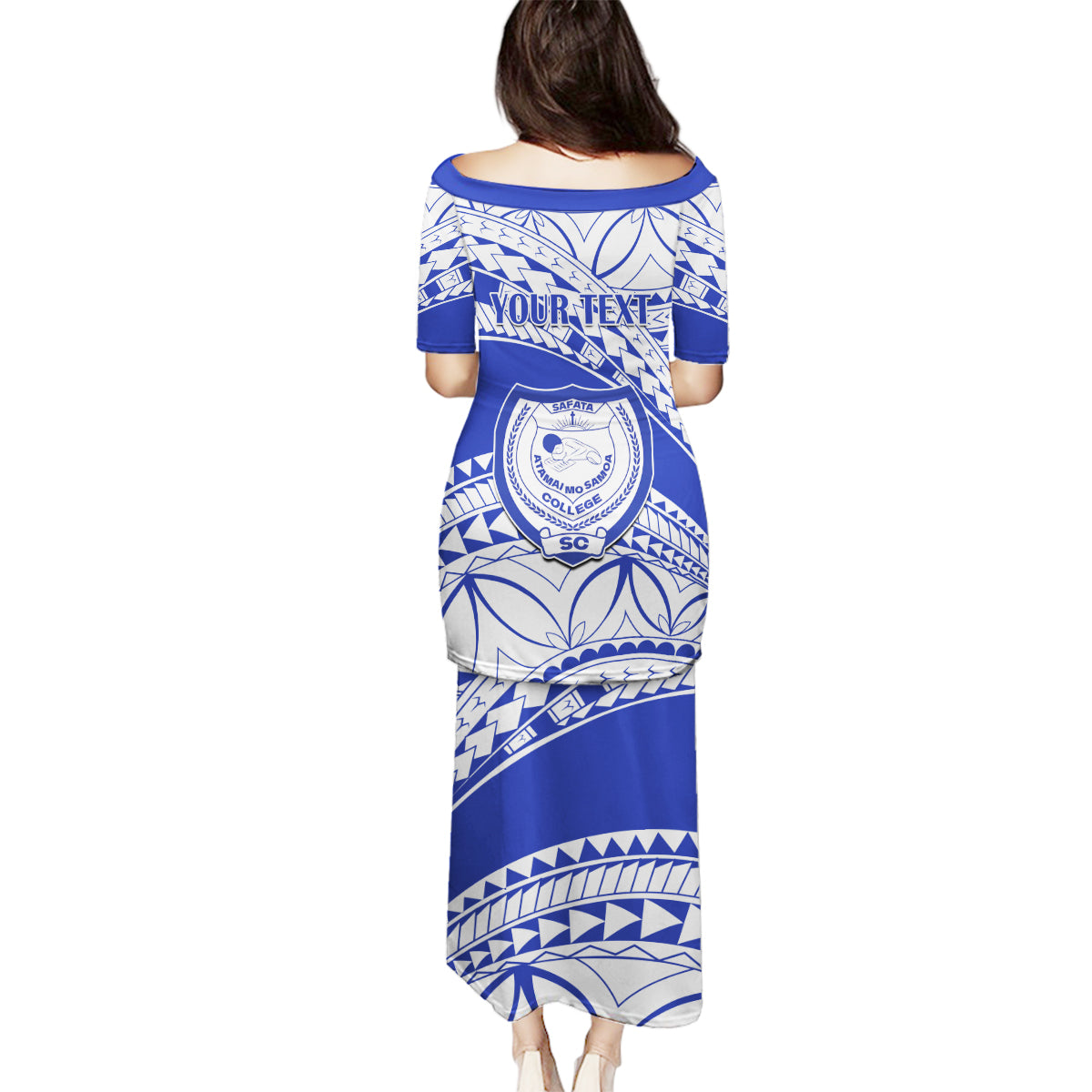 Personalised Samoa Safata College Family Matching Puletasi Dress and Hawaiian Shirt Samoan Pattern LT14 - Polynesian Pride