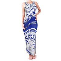 Personalised Samoa Safata College Family Matching Tank Maxi Dress and Hawaiian Shirt Samoan Pattern LT14 Mom's Dress Blue - Polynesian Pride