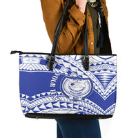 Personalised Samoa Safata College Leather Tote Bag Samoan Pattern LT14 - Polynesian Pride