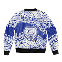Personalised Samoa Safata College Sleeve Zip Bomber Jacket Samoan Pattern LT14 - Polynesian Pride