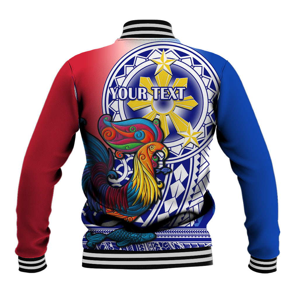 Personalised Philippines Baseball Jacket Filipino Sarimanok With Polynesian Tattoo LT14 - Polynesian Pride