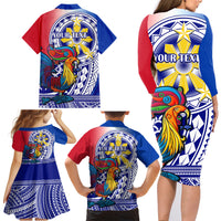 Personalised Philippines Family Matching Long Sleeve Bodycon Dress and Hawaiian Shirt Filipino Sarimanok With Polynesian Tattoo LT14 - Polynesian Pride