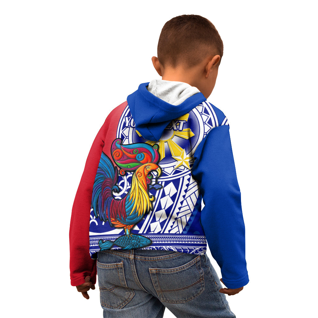 Personalised Philippines Kid Hoodie Filipino Sarimanok With Polynesian Tattoo LT14 - Polynesian Pride