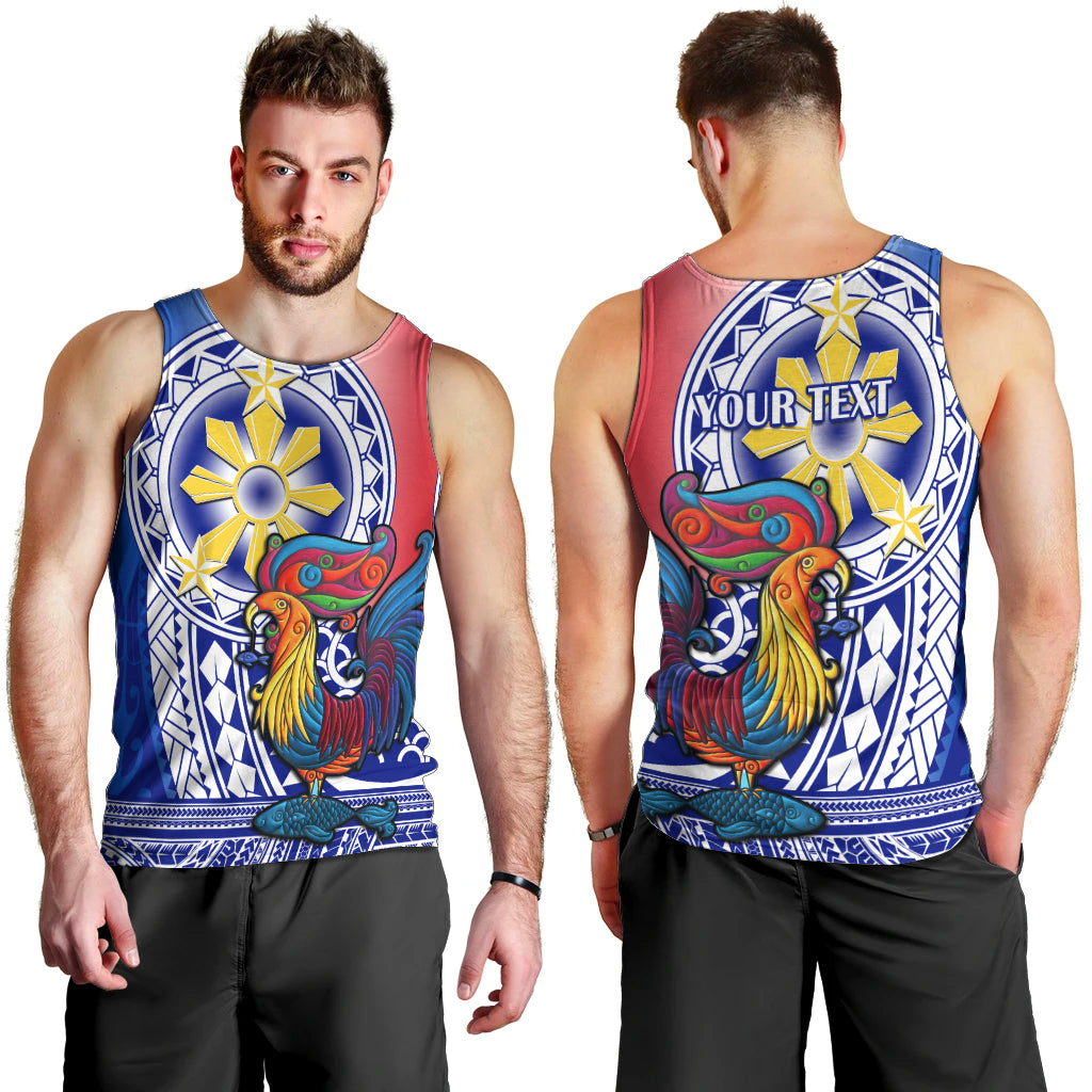 Personalised Philippines Men Tank Top Filipino Sarimanok With Polynesian Tattoo LT14 - Polynesian Pride