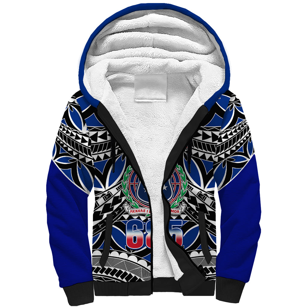 Samoa 685 Sherpa Hoodie Samoan Coat Of Arms Simple Style LT14 Unisex Blue - Polynesian Pride