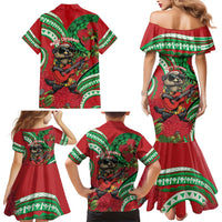 Mele Kalikimaka Hawaii Family Matching Mermaid Dress and Hawaiian Shirt Mongoose Santa With Ohia Lehua