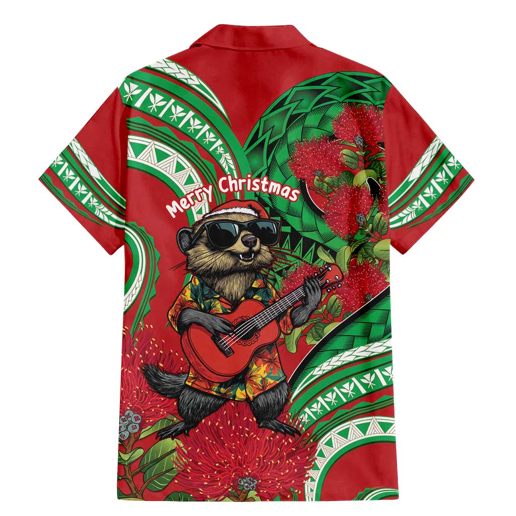 Mele Kalikimaka Hawaii Family Matching Mermaid Dress and Hawaiian Shirt Mongoose Santa With Ohia Lehua