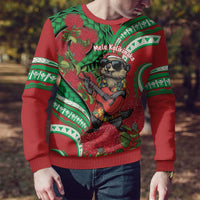 Mele Kalikimaka Hawaii Ugly Christmas Sweater Mongoose Santa With Ohia Lehua