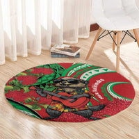 Mele Kalikimaka Hawaii Round Carpet Mongoose Santa With Ohia Lehua LT14 - Polynesian Pride