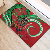 Mele Kalikimaka Hawaii Rubber Doormat Mongoose Santa With Ohia Lehua LT14 - Polynesian Pride