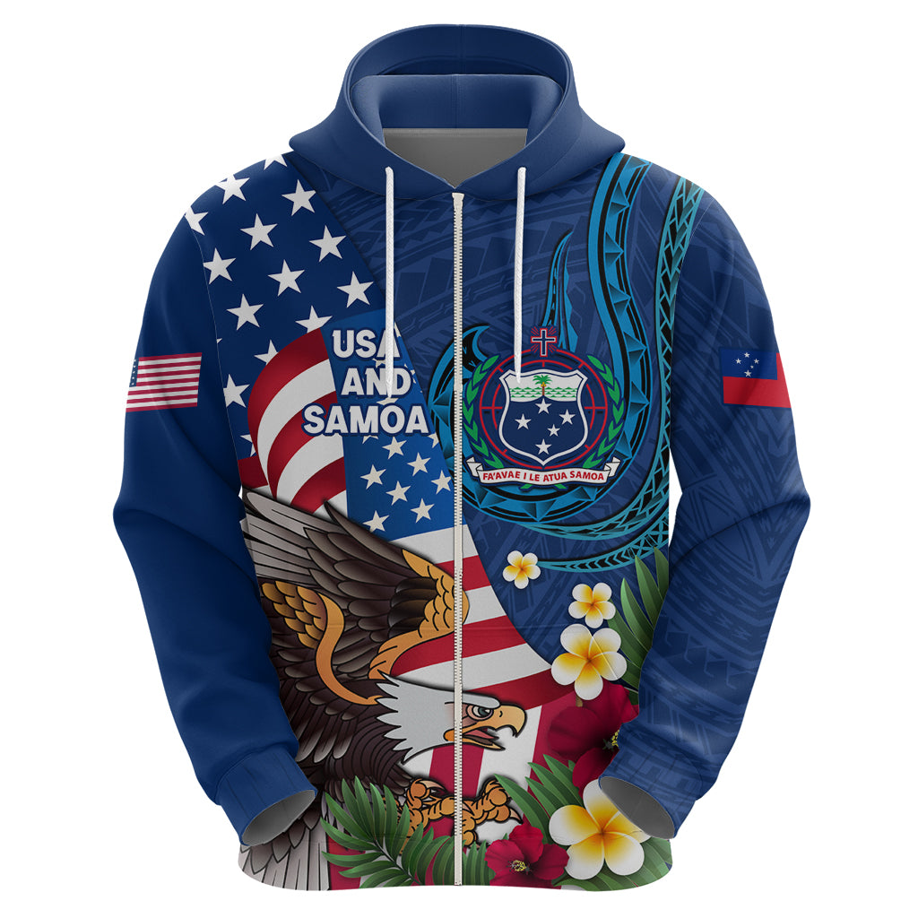 United States And Samoa Hoodie USA Flag Eagle Mix Samoan Coat Of Arms LT14 - Polynesian Pride