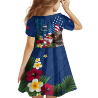 United States And Samoa Kid Short Sleeve Dress USA Flag Eagle Mix Samoan Coat Of Arms LT14 - Polynesian Pride