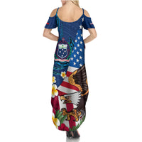 United States And Samoa Summer Maxi Dress USA Flag Eagle Mix Samoan Coat Of Arms LT14 - Polynesian Pride