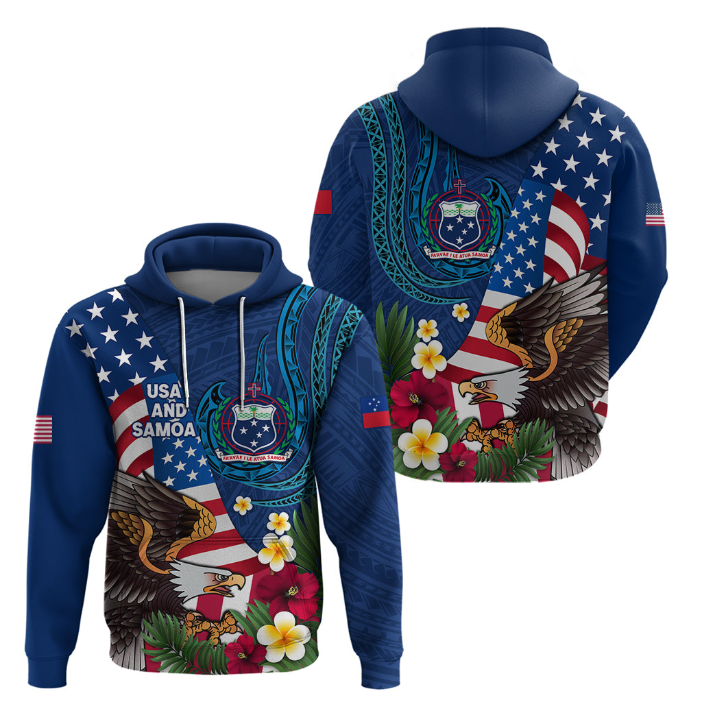 United States And Samoa Zip Hoodie USA Flag Eagle Mix Samoan Coat Of Arms LT14 - Polynesian Pride