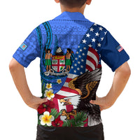 United States And Fiji Family Matching Tank Maxi Dress and Hawaiian Shirt USA Flag Eagle Mix Fijian Coat Of Arms Tapa Pattern LT14 - Polynesian Pride