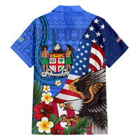 United States And Fiji Family Matching Tank Maxi Dress and Hawaiian Shirt USA Flag Eagle Mix Fijian Coat Of Arms Tapa Pattern LT14 - Polynesian Pride